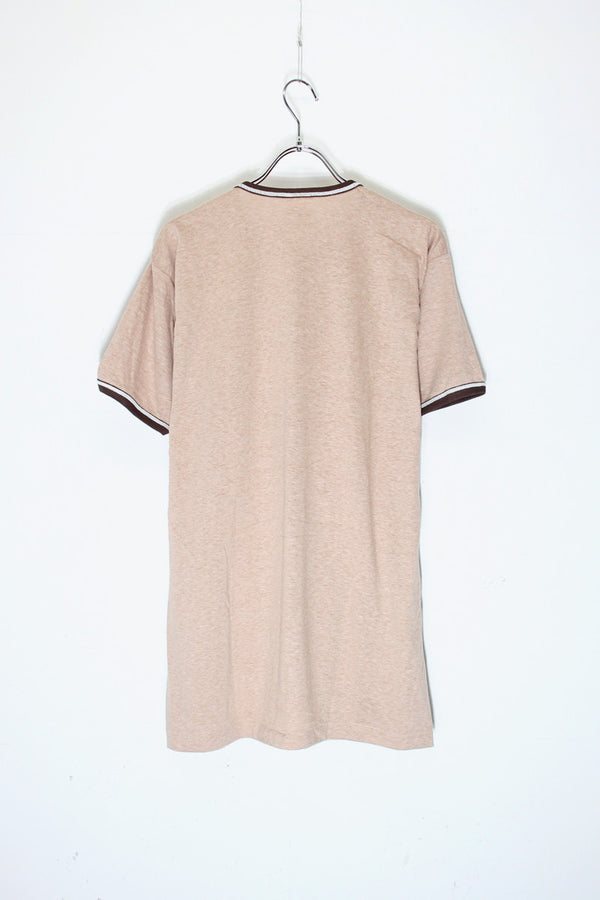 MADE IN USA 88'S S/S OLD ORCHARD BEACH FARM PRINT RINGER T-SHIRT / BROWN [SIZE: L DEADSTOCK/NOS]