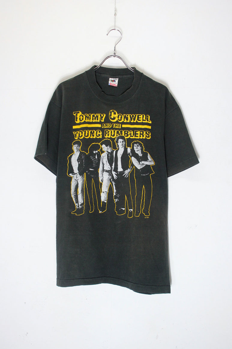 MADE IN USA 88'S S/S TOMMY CONWELL AND THE YOUNG RUMBLERS PRINT BAND T-SHIRT / BLACK [SIZE: XL USED]