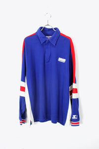 90'S NY GIANTS L/S POLO SHIRT / BLUE [SIZE: M USED]