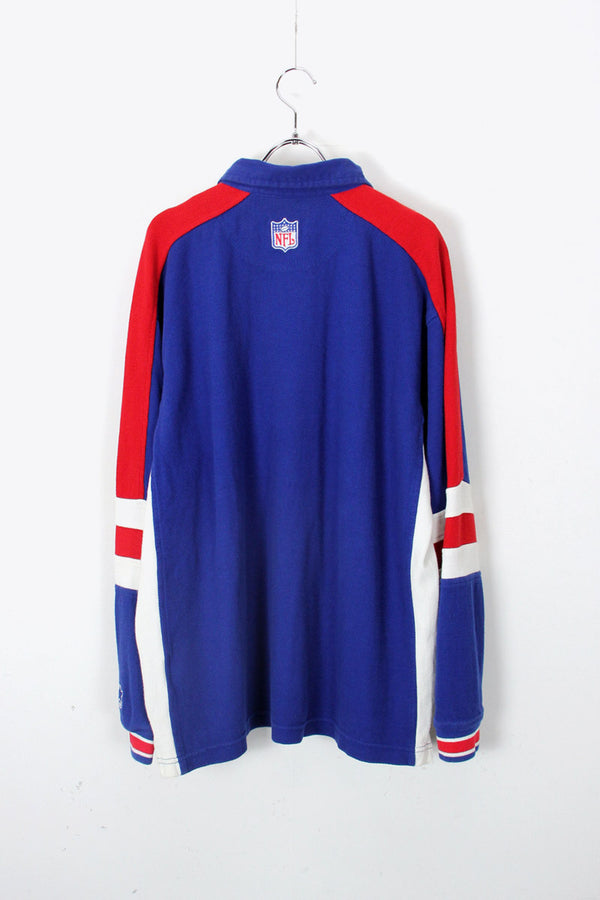 90'S NY GIANTS L/S POLO SHIRT / BLUE [SIZE: M USED]
