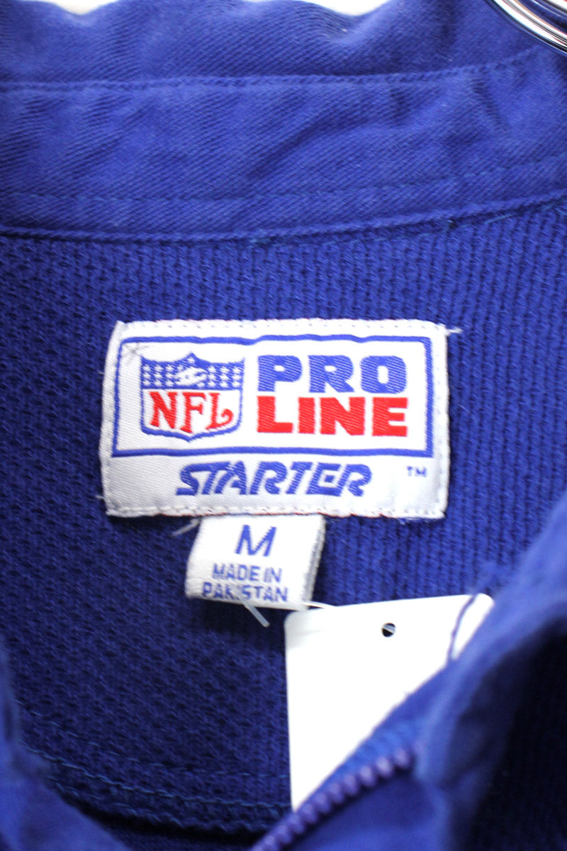 90'S NY GIANTS L/S POLO SHIRT / BLUE [SIZE: M USED]
