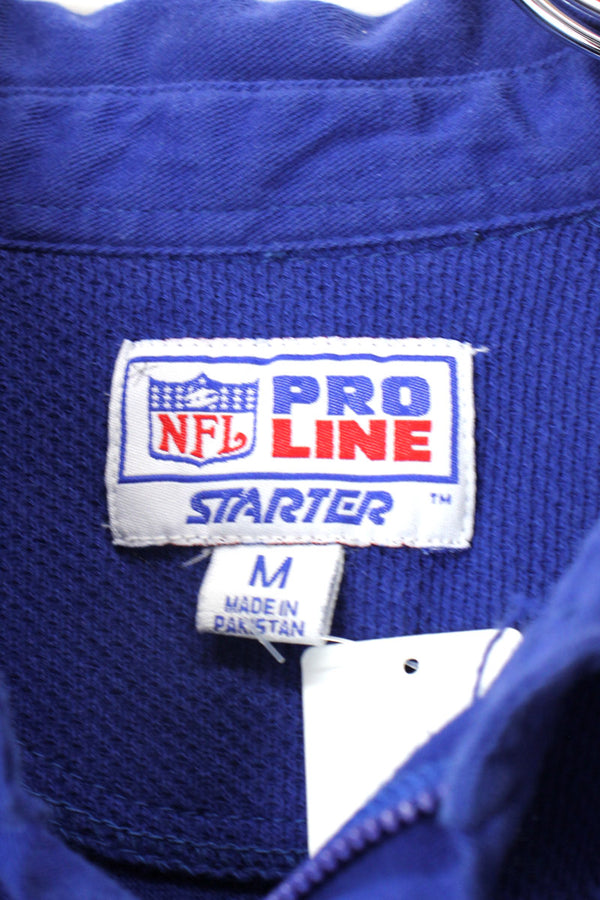 90'S NY GIANTS L/S POLO SHIRT / BLUE [SIZE: M USED]