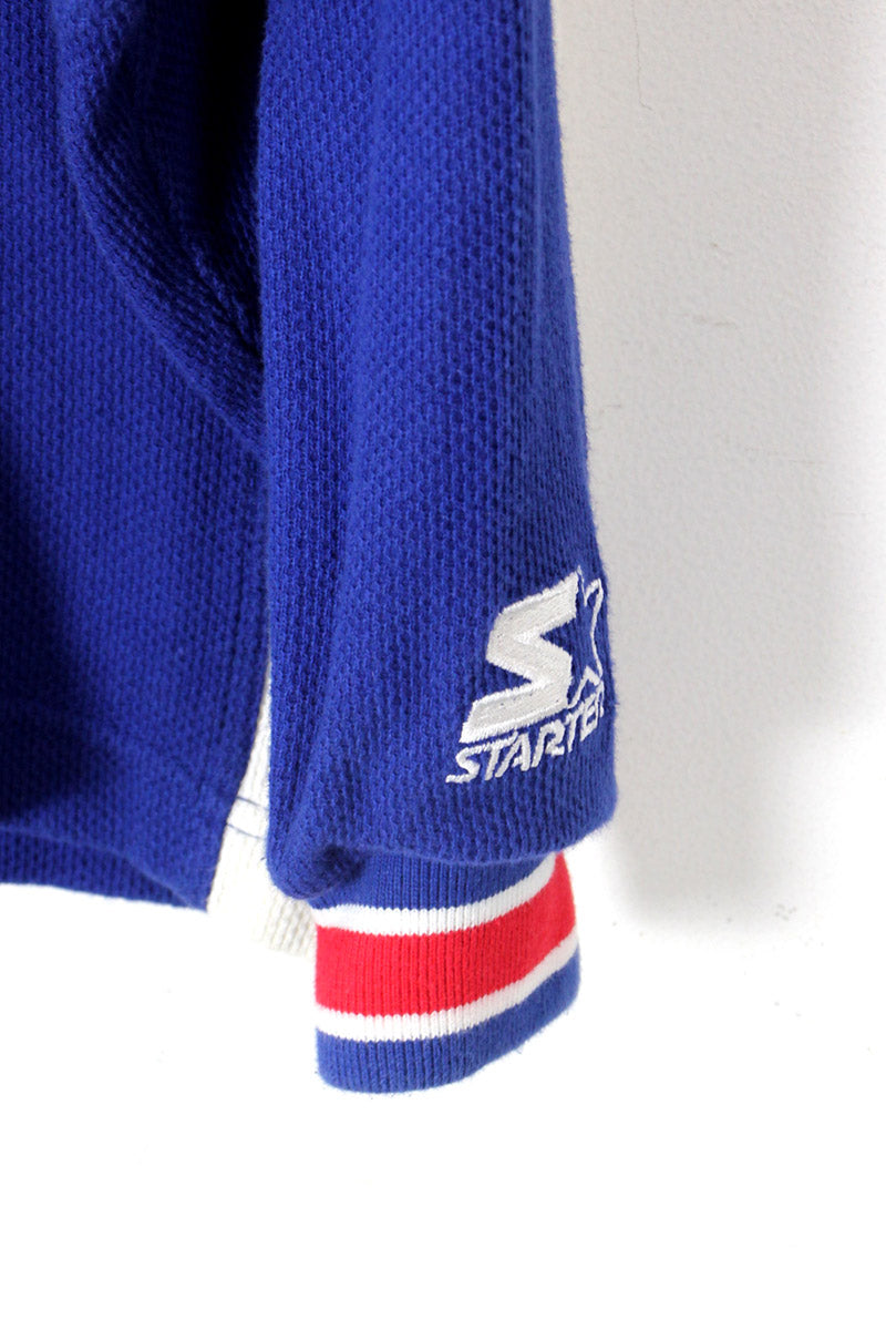 90'S NY GIANTS L/S POLO SHIRT / BLUE [SIZE: M USED]