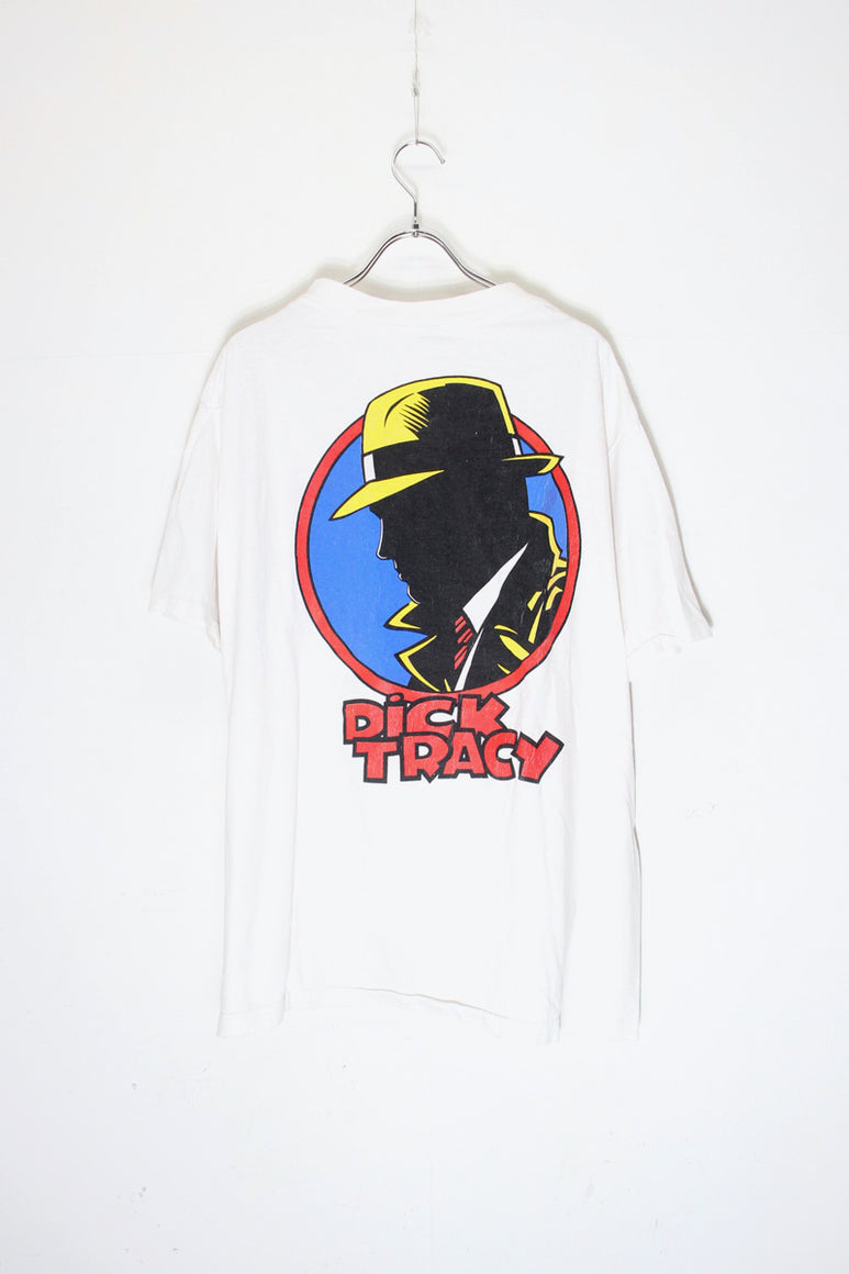 MADE IN USA 90'S S/S DICK TRACY BACK PRINT MOVIE T-SHIRT / WHITE [SIZE: XL USED]