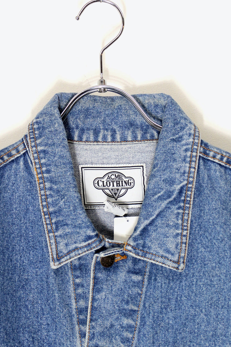 90'S LOONEY TUNES BACK EMBROIDERY DENIM JACKET / INDIGO [SIZE: L USED]