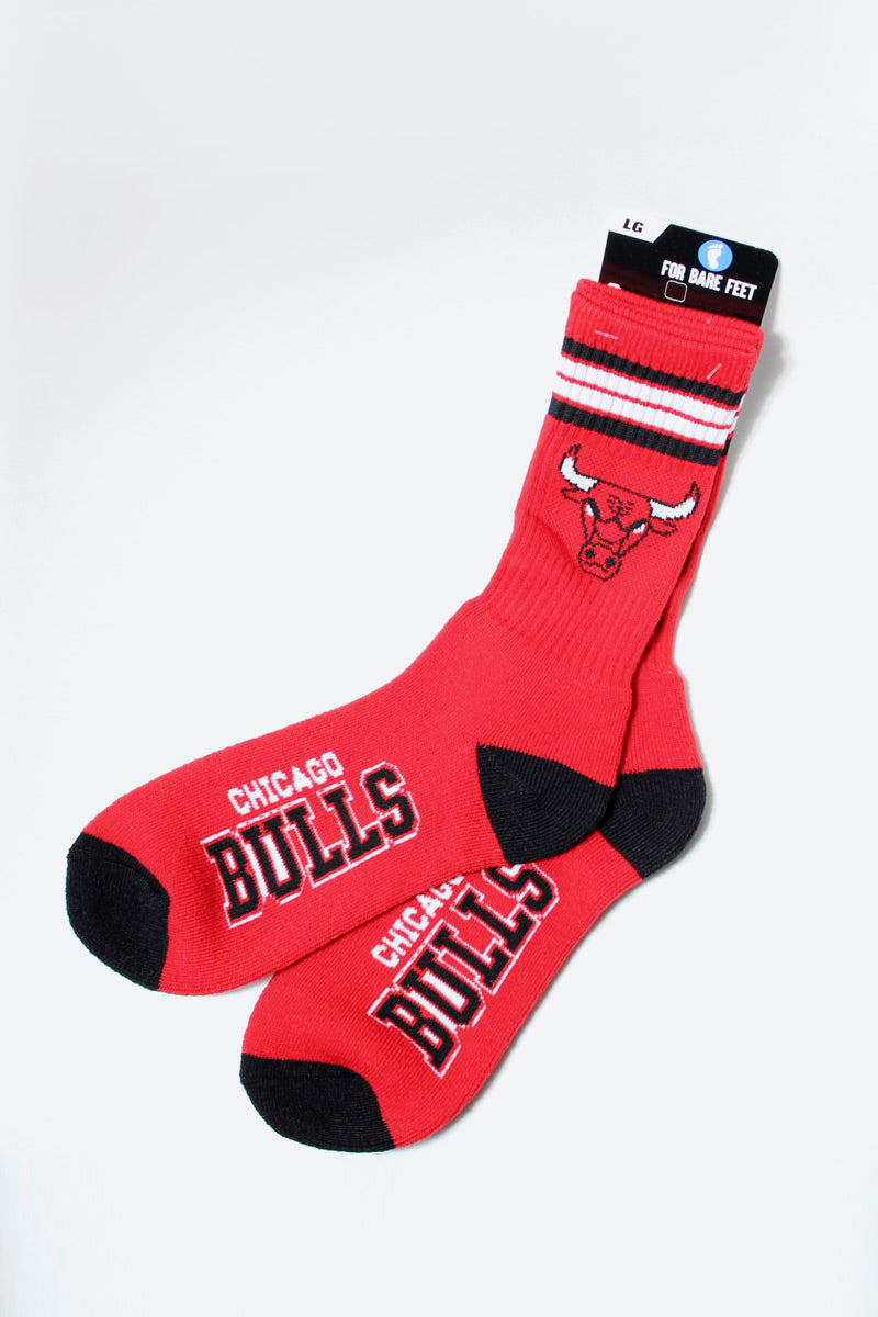 NBA 4 STRIPE DEUCE CREW SOCKS CHICAGO BULLS / RED/BLACK [NEW]