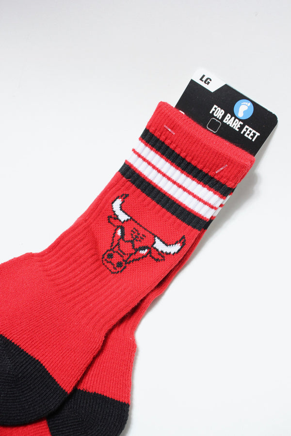 NBA 4 STRIPE DEUCE CREW SOCKS CHICAGO BULLS / RED/BLACK [NEW]