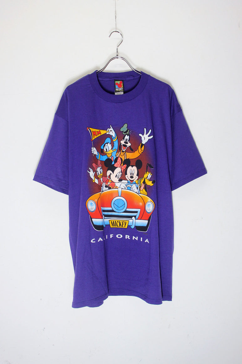 MADE IN USA 90'S S/S CALIFORNIA CAR PRINT CHARACTER T-SHIRT / PURPLE [SIZE: XL DEADSTOCK/NOS]
