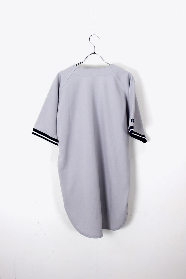 MADE IN USA 90'S NY YANKEES BASEBALL SHIRT / GRAY [SIZE: 44 USED]