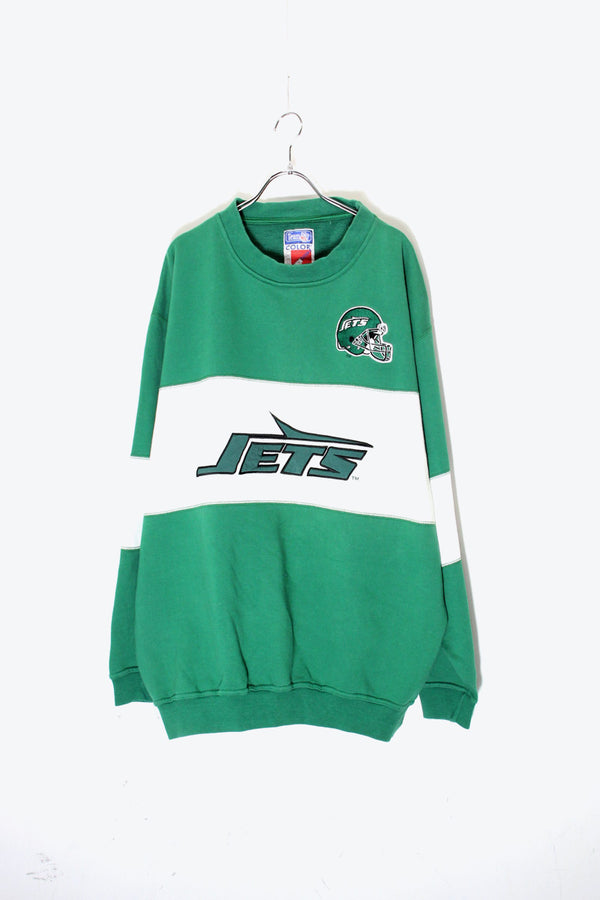 90'S NY JETS LOGO EMBROIDERY NFL SPORT SWEATSHIRT / GREEN / WHITE [SIZE: XL USED]
