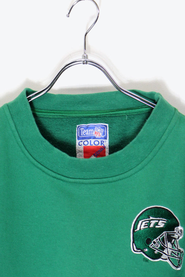 90'S NY JETS LOGO EMBROIDERY NFL SPORT SWEATSHIRT / GREEN / WHITE [SIZE: XL USED]