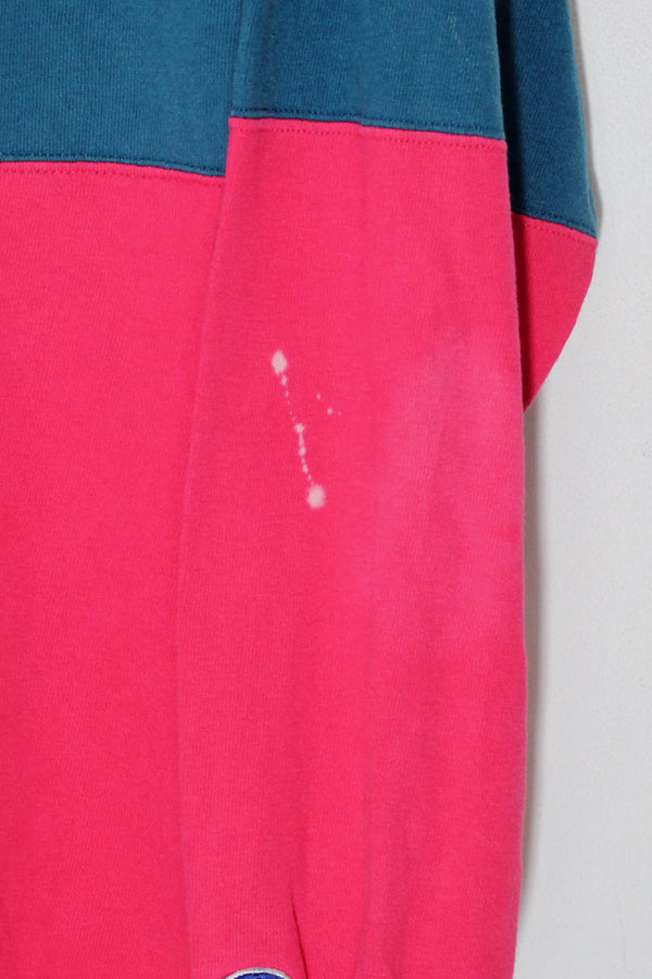 MADE IN USA 90'S AUTHENTIC TWO TONE HOODIE SWEATSHIRT / GREEN / PINK [SIZE: XXL USED]