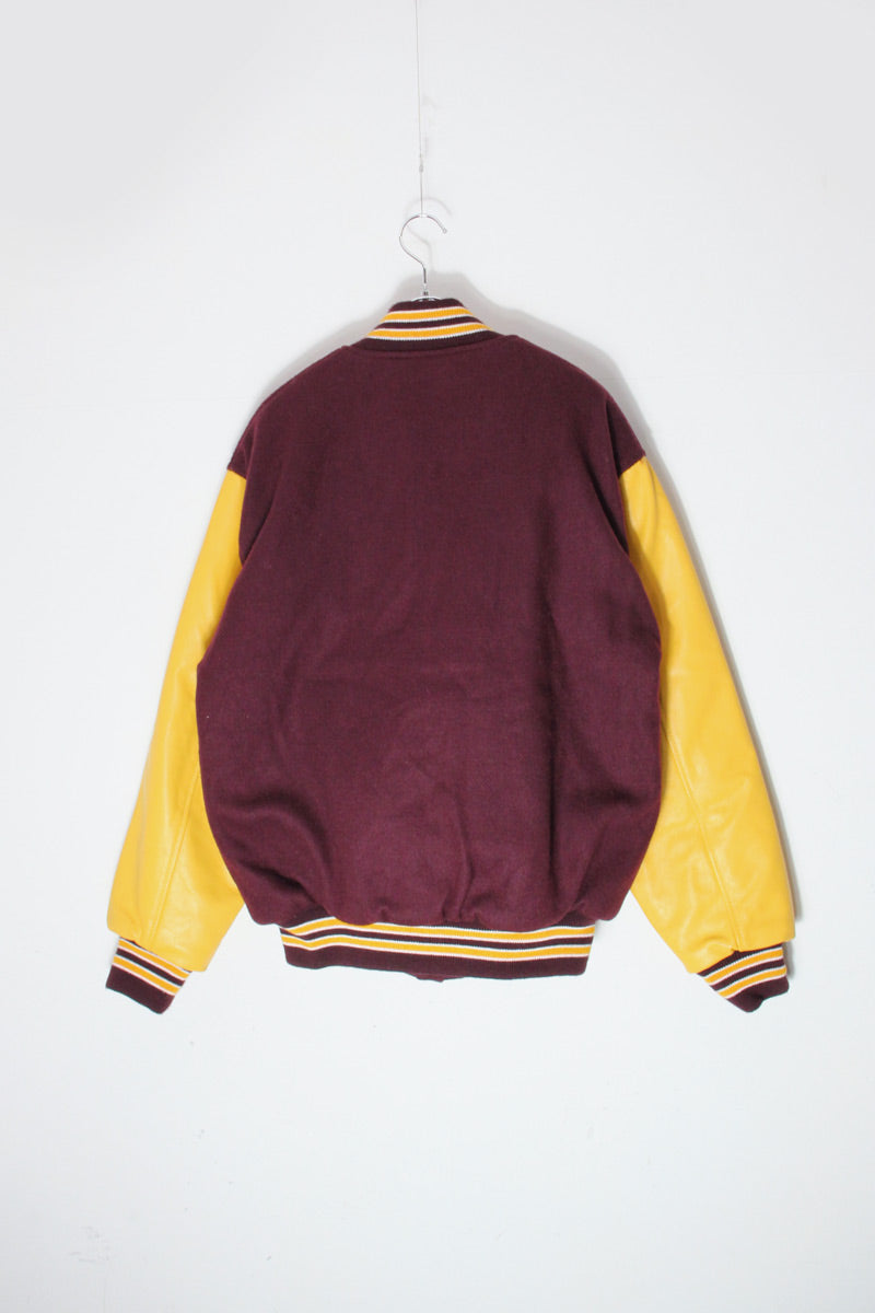 MADE IN USA 90'S STADIUM JACKET / BURGUNDY/YELLOW [SIZE: M USED]