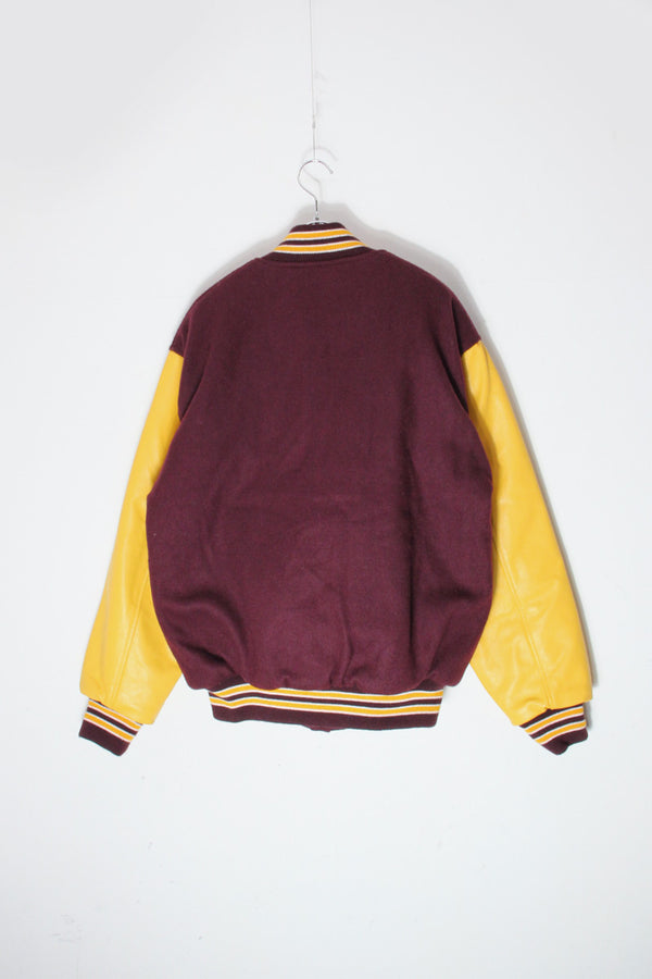 MADE IN USA 90'S STADIUM JACKET / BURGUNDY/YELLOW [SIZE: M USED]