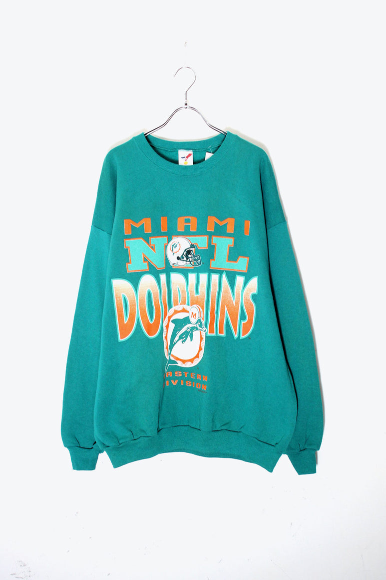 MADE IN USA 90'S DOLPHIN PRINT NFL SPORT SWEATSHIRT / GREEN [SIZE: XL DEADSTOCK/NOS]