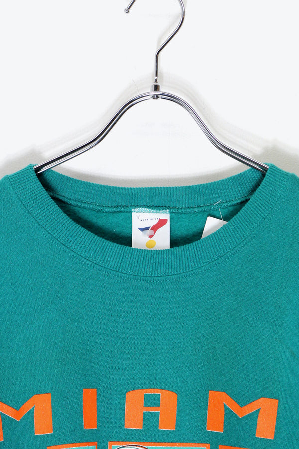 MADE IN USA 90'S DOLPHIN PRINT NFL SPORT SWEATSHIRT / GREEN [SIZE: XL DEADSTOCK/NOS]