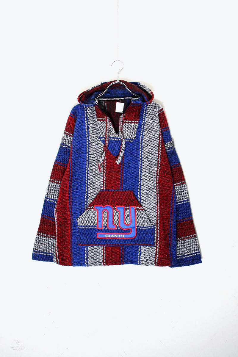 NY GIANTS EMBROIDERED MEXICAN HOODIE / RED / BLUE / WHITE [SIZE: L USED]