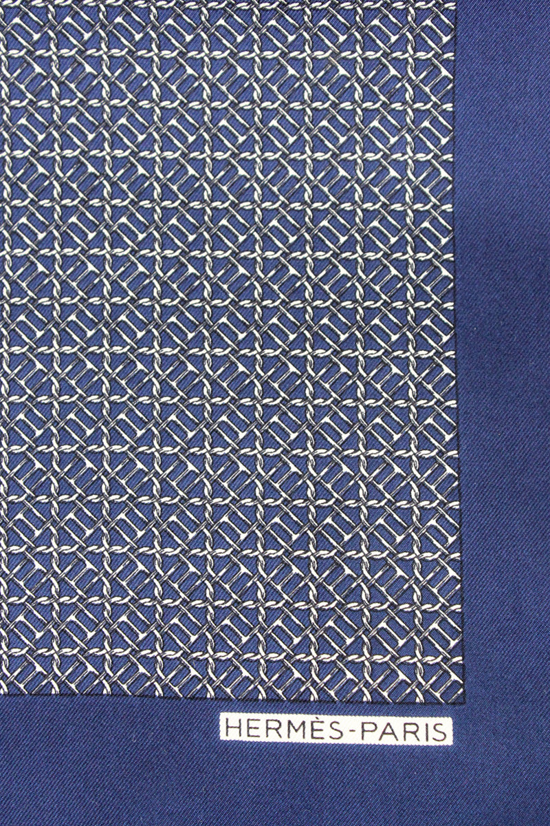 MADE IN FRANCE SILK SCARF / NAVY [SIZE: O/S USED]