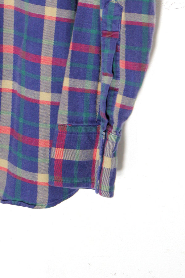 90'S L/S CHECK WESTERN SHIRT / BLUE / MULTI [SIZE: XL USED]