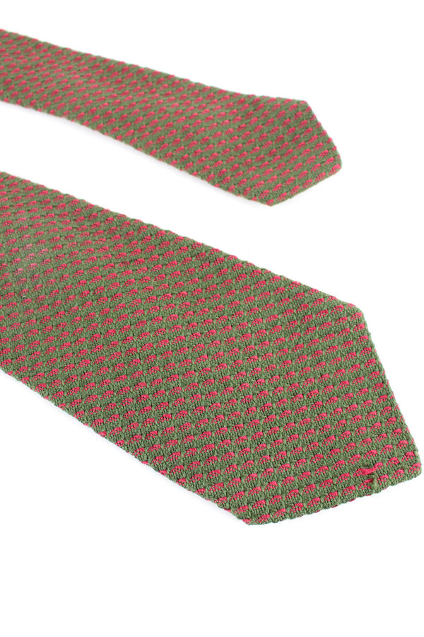 MADE IN FRANCE SILK COTTON NECKTIE / OLIVE/RED [SIZE: O/S USED]