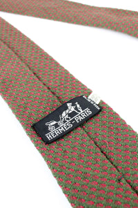 MADE IN FRANCE SILK COTTON NECKTIE / OLIVE/RED [SIZE: O/S USED]