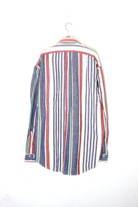 90'S L/S B.D STRIPE SHIRT / BLUE / MULTI [SIZE: XL DEADSTOCK/NOS]