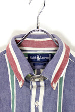 画像をギャラリービューアに読み込む, 90&#39;S L/S B.D STRIPE SHIRT / BLUE / MULTI [SIZE: XL DEADSTOCK/NOS]
