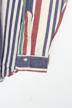 画像をギャラリービューアに読み込む, 90&#39;S L/S B.D STRIPE SHIRT / BLUE / MULTI [SIZE: XL DEADSTOCK/NOS]
