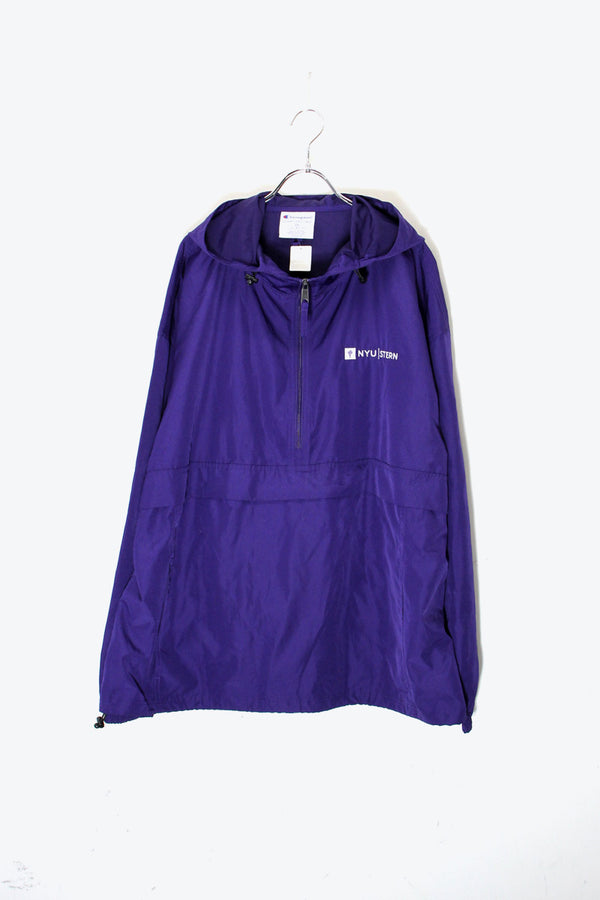 NYU NYLON PULLOVER HOODIE JACKET / YELLOW / PURPLE [SIZE: XXL DEADSTOCK/NOS]