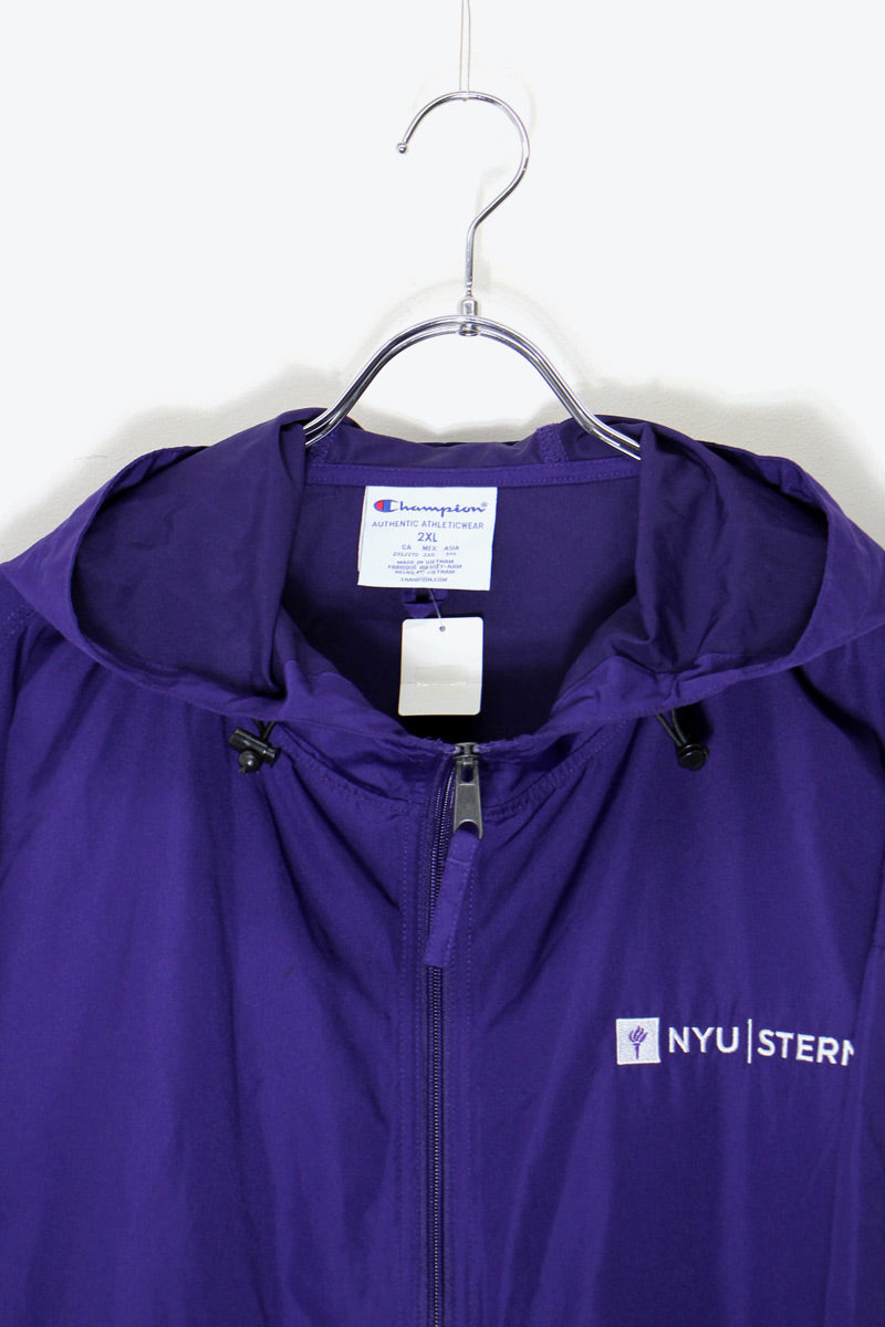 NYU NYLON PULLOVER HOODIE JACKET / YELLOW / PURPLE [SIZE: XXL DEADSTOCK/NOS]