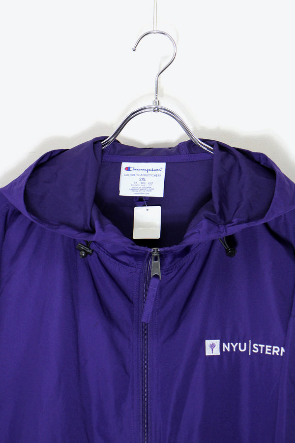 NYU NYLON PULLOVER HOODIE JACKET / YELLOW / PURPLE [SIZE: XXL DEADSTOCK/NOS]