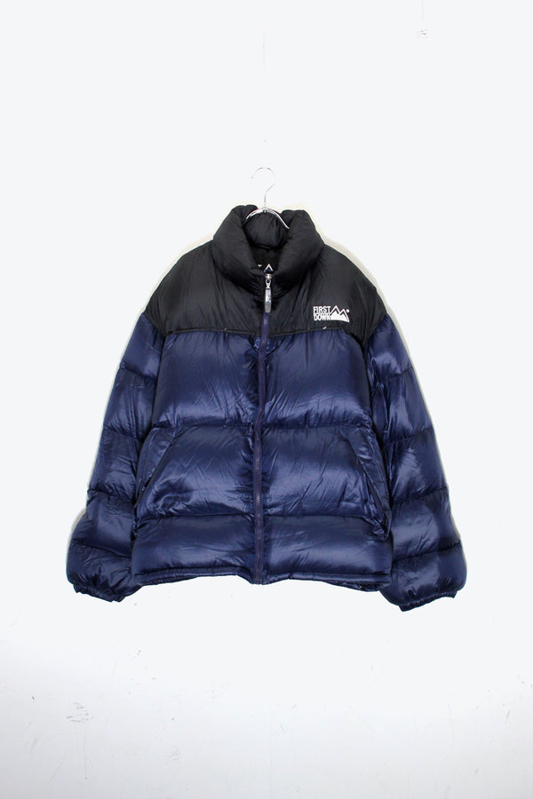 90'S RIPSTOP NYLON GOOSE DOWN JACKET / BLACK / NAVY [SIZE: XXL USED]