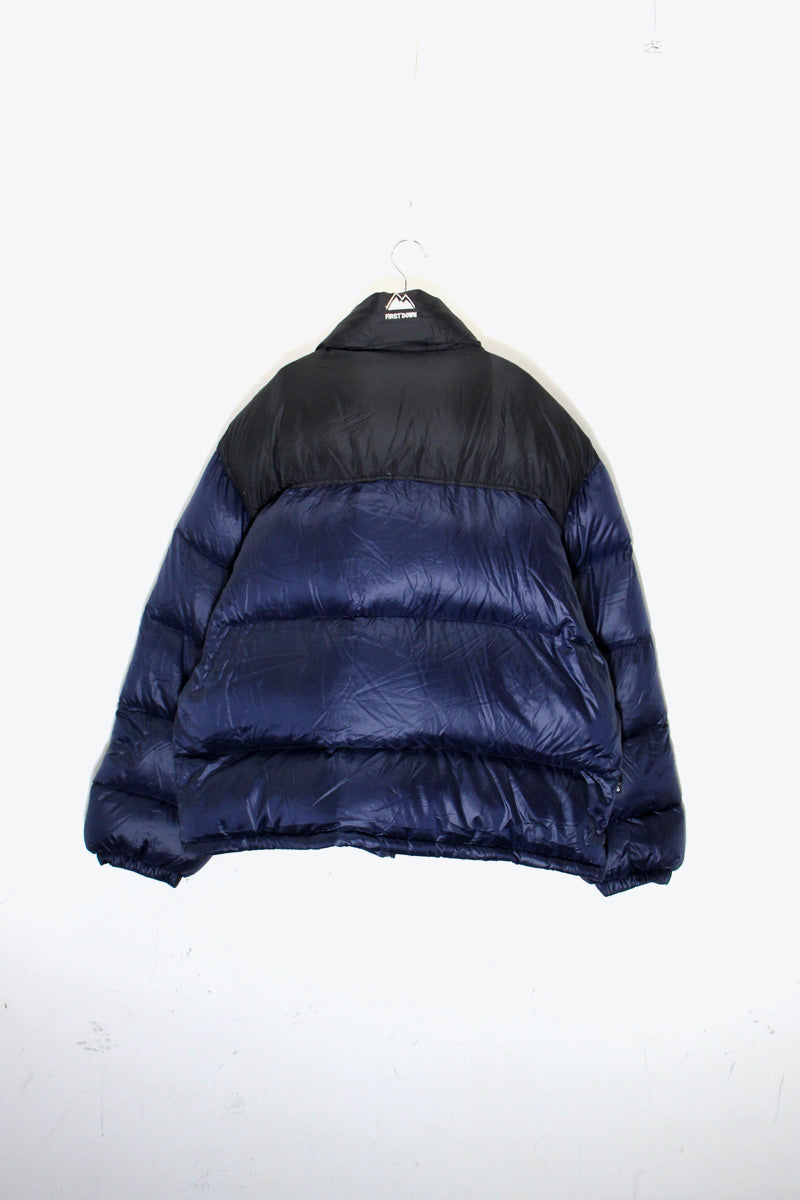 90'S RIPSTOP NYLON GOOSE DOWN JACKET / BLACK / NAVY [SIZE: XXL USED]