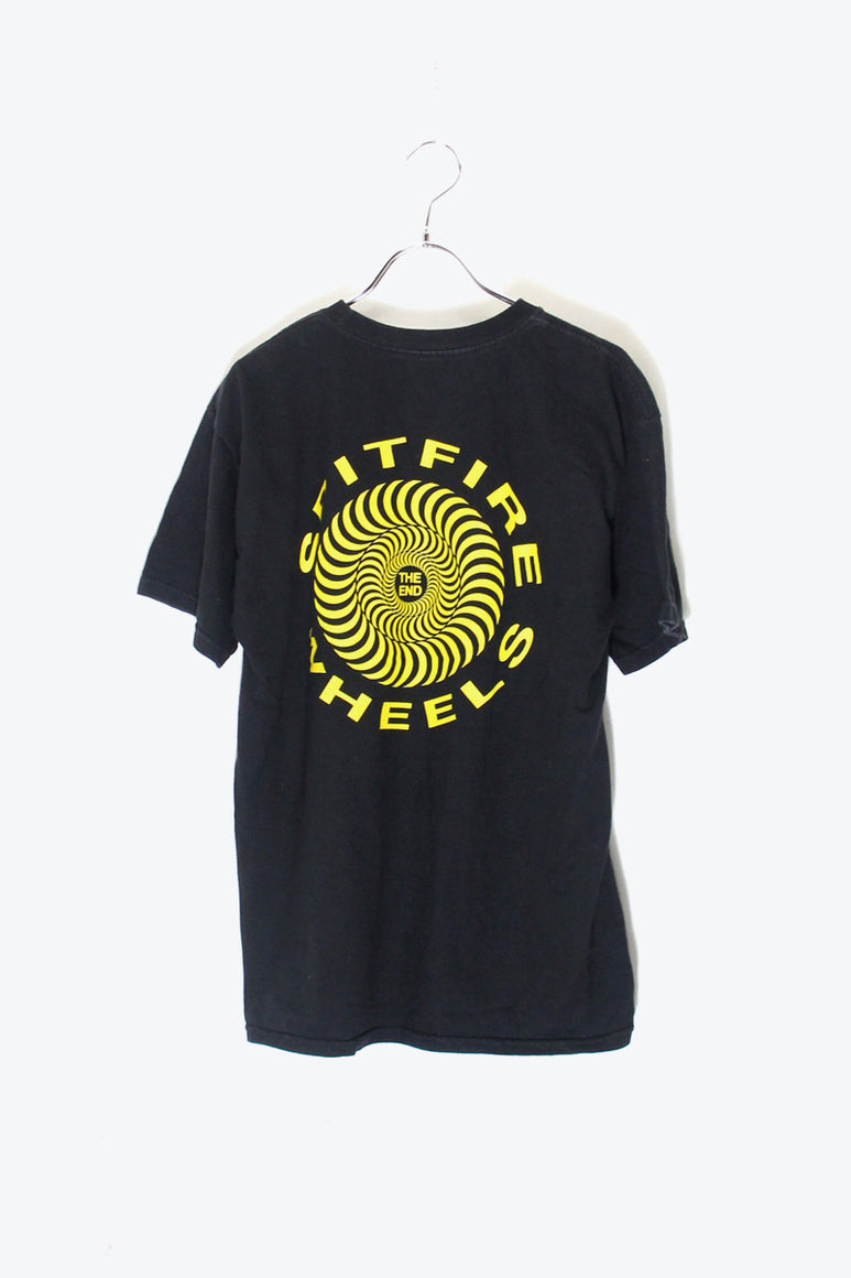 S/S WHEELS BACK PRINT T-SHIRT / BLACK [SIZE: M USED]