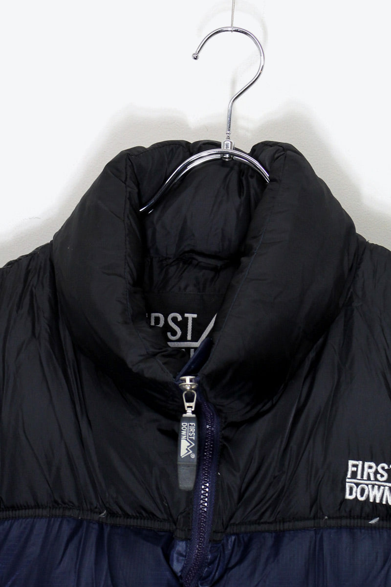 90'S RIPSTOP NYLON GOOSE DOWN JACKET / BLACK / NAVY [SIZE: XXL USED]