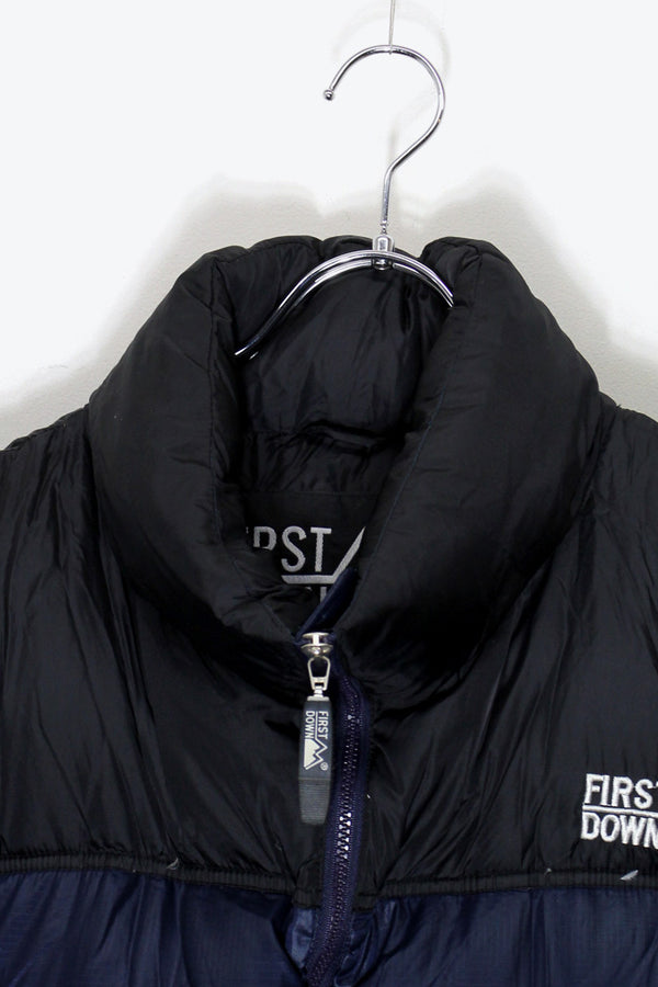 90'S RIPSTOP NYLON GOOSE DOWN JACKET / BLACK / NAVY [SIZE: XXL USED]