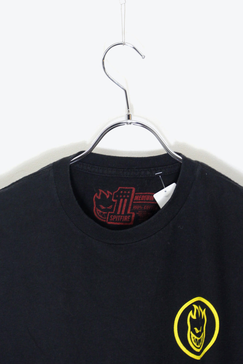 S/S WHEELS BACK PRINT T-SHIRT / BLACK [SIZE: M USED]