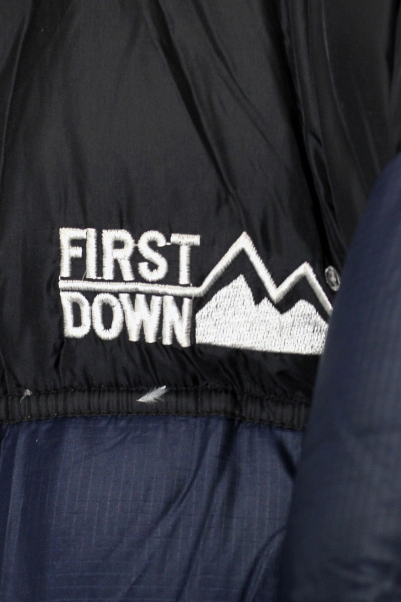 90'S RIPSTOP NYLON GOOSE DOWN JACKET / BLACK / NAVY [SIZE: XXL USED]