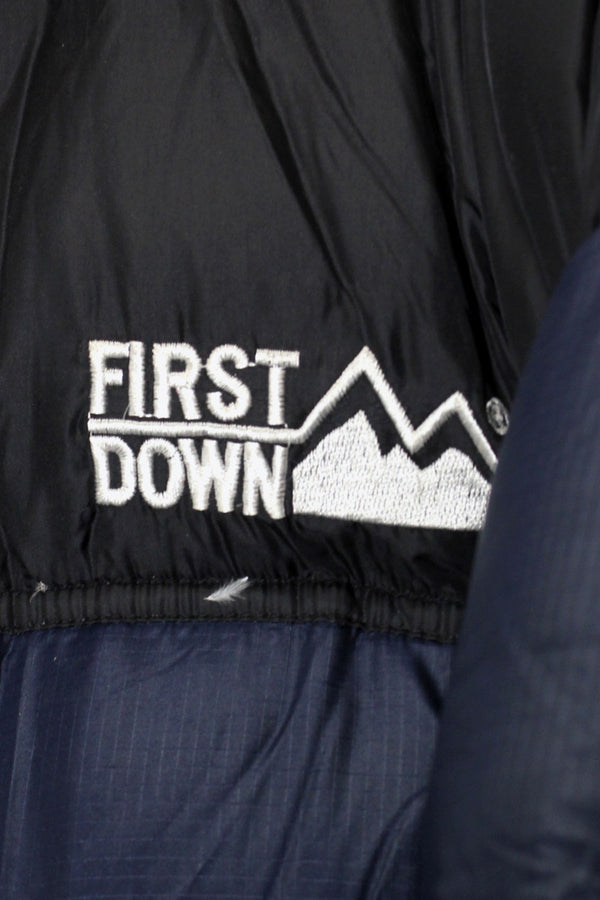 90'S RIPSTOP NYLON GOOSE DOWN JACKET / BLACK / NAVY [SIZE: XXL USED]