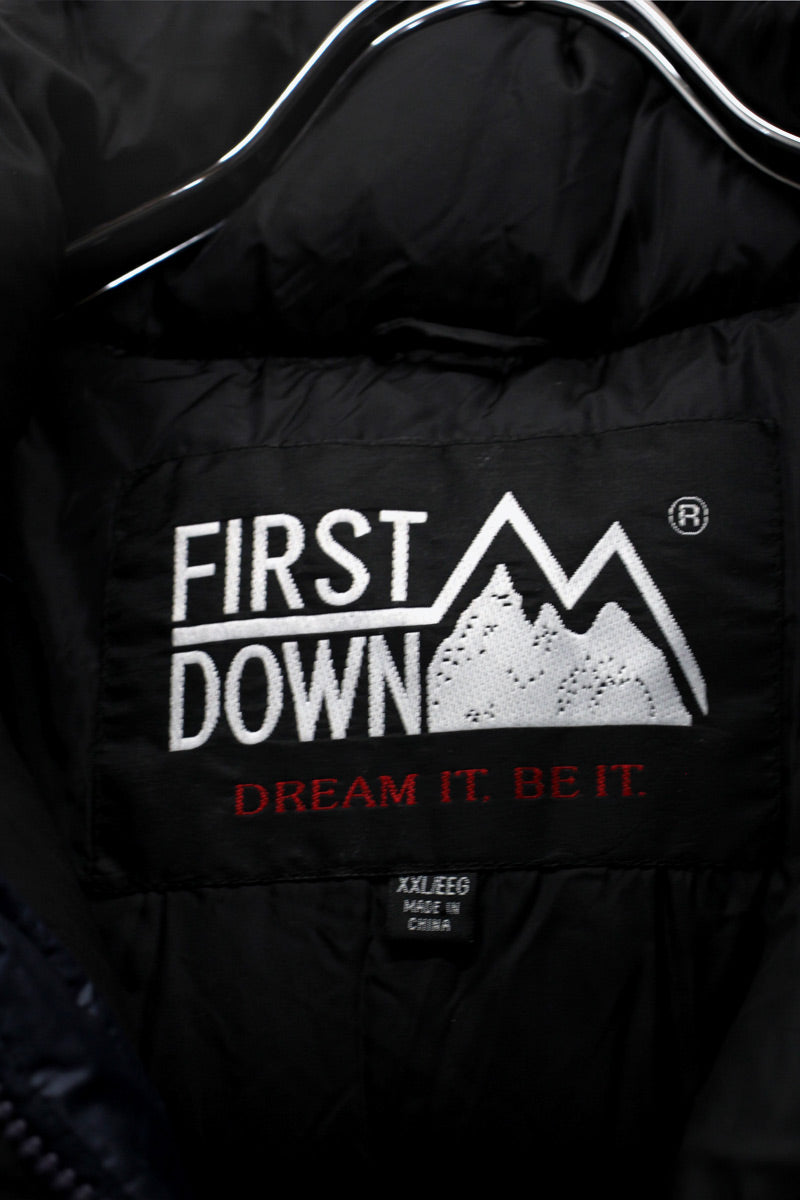 90'S RIPSTOP NYLON GOOSE DOWN JACKET / BLACK / NAVY [SIZE: XXL USED]