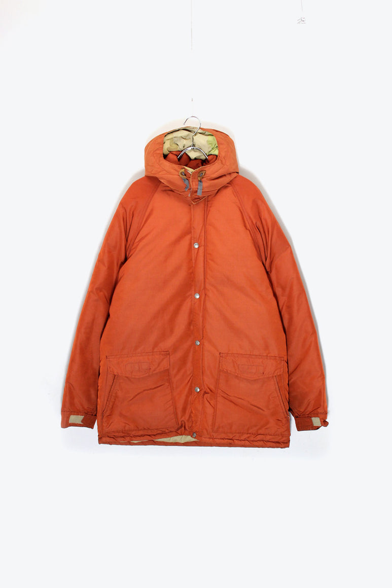 80'S ATTACHABLE HOODIE DOWN JACKET / ORANGE [SIZE: L USED]