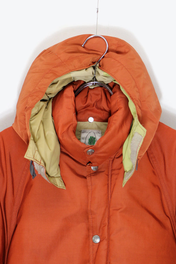 80'S ATTACHABLE HOODIE DOWN JACKET / ORANGE [SIZE: L USED]