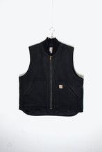 画像をギャラリービューアに読み込む, MADE IN MEXICO 90&#39;S DUCK VEST W/QUILTING LINER / BLACK [SIZE: XL USED]
