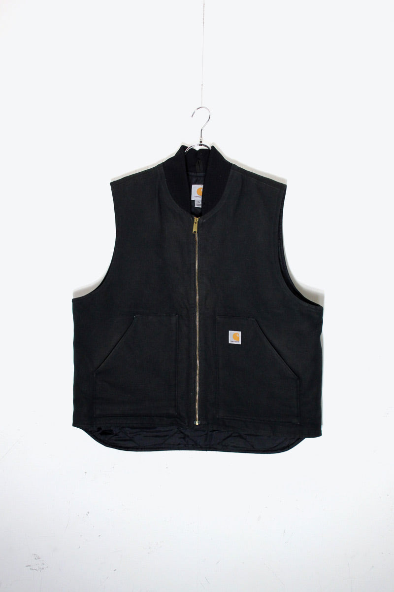 MADE IN MEXICO 90'S DUCK VEST W/QUILTING LINER / BLACK [SIZE: XL USED]