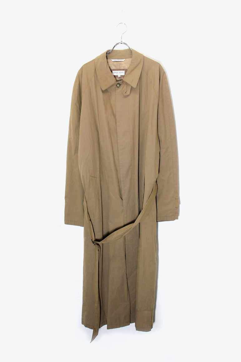 MADE IN ITALY 90'S CHIN STRAP BALMACAAN COAT W/BELT / BEIGE [SIZE: M相当 USED]