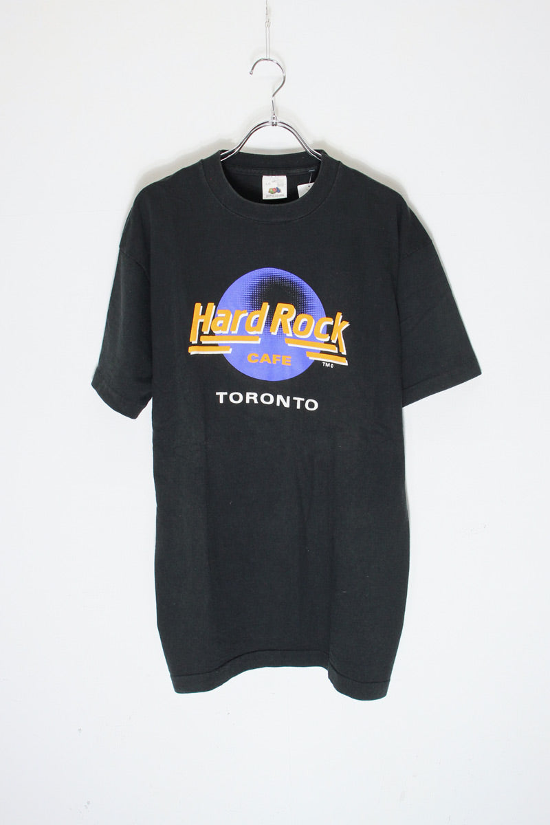 MADE IN CANADA S/S TORONTO HARD ROCK PRINT T-SHIRT / BLACK [SIZE: L USED]