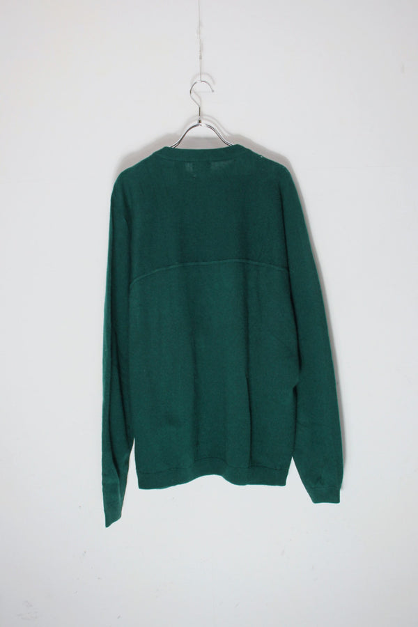 90'S LINE POCKET DESIGN LAMBS WOOL KNIT SWEATER / GREEN [SIZE: L DEADSTOCK/NOS]