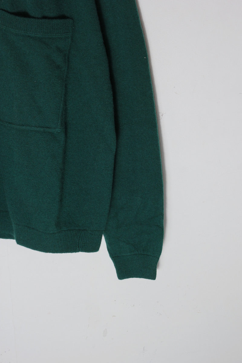 90'S LINE POCKET DESIGN LAMBS WOOL KNIT SWEATER / GREEN [SIZE: L DEADSTOCK/NOS]