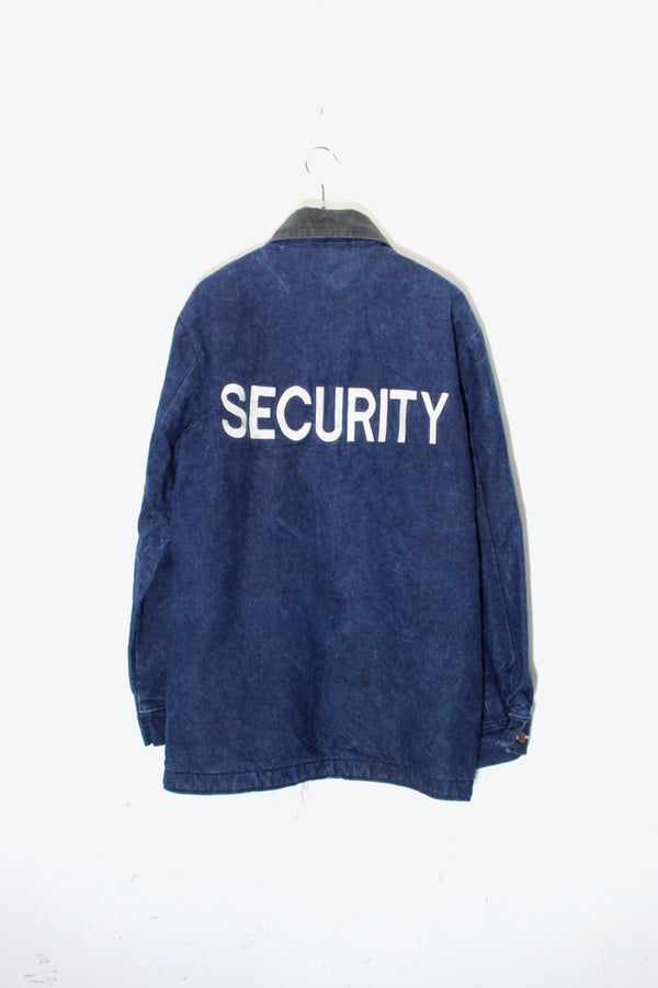 MADE IN USA 80s SECURITY BACK EMBROIDERY DENIM COVERALL / INDIGO [SIZE: S equivalent USED]
