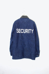 MADE IN USA 80'S SECURITY BACK EMBROIDERY DENIM COVERALL / INDIGO [SIZE: S相当 USED]